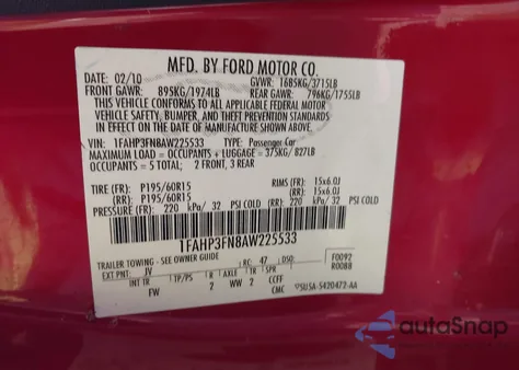 2010 Ford Focus Se from USA, damaged, VIN 1FAHP3FN8AW225533